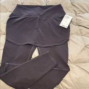 Athleta High Rise Chaturanga 2in1 Charcoal Gray Leggings